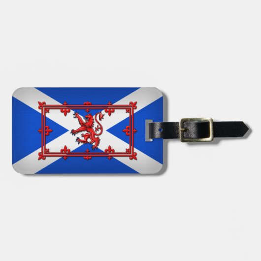 Étiquette À Bagage Lion effréné sur le drapeau écossais (Devant horizontal)