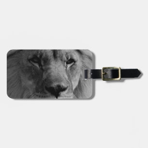 Étiquette À Bagage Lion noir et blanc