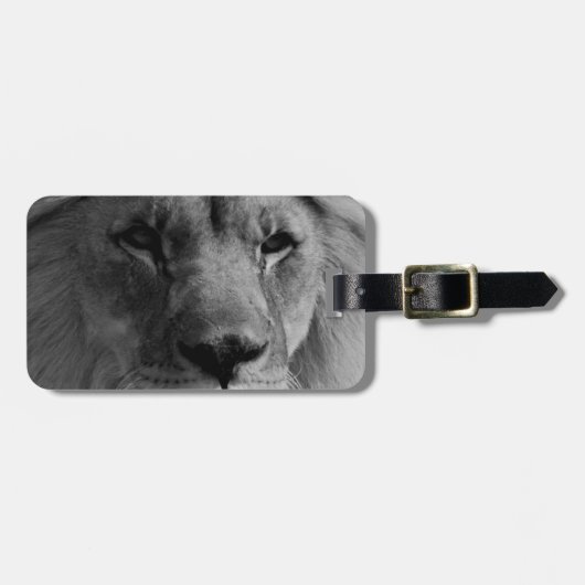 Étiquette À Bagage Lion noir et blanc (Devant horizontal)