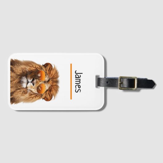 Étiquette À Bagage Lion personnalisé (Devant Horizontal)