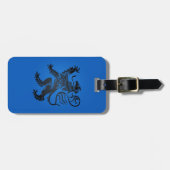 Étiquette À Bagage Lion Rampant Design, bleu et noir complexe (Devant horizontal)