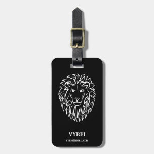 Étiquette À Bagage Lion tribal noir et blanc