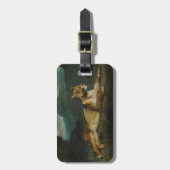 Étiquette À Bagage Lionne reposant, c.1855 (huile sur le panneau) (Devant Vertical)