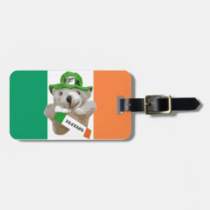 Étiquette À Bagage L'Irlande, ours de nounours irlandais de lutin,