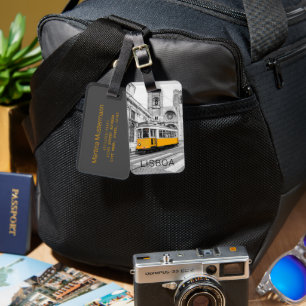 Étiquette À Bagage Lisbonne Retro Tramway Portugal Vintage Streetcar