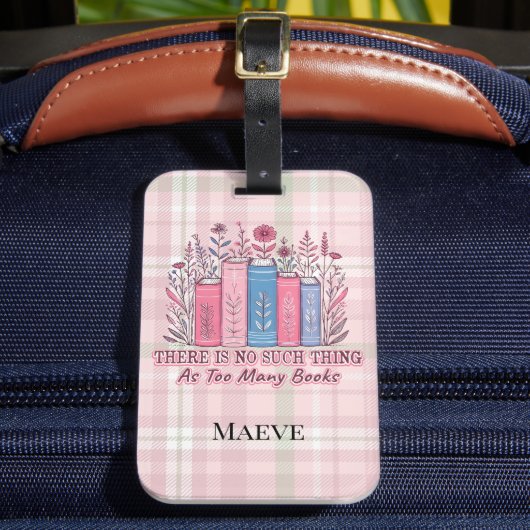 Étiquette À Bagage Literary Blooms Book Stack Soft Plaid (Insitu Rectoal 2)