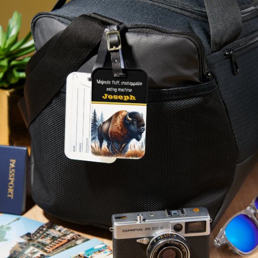 Étiquette À Bagage L'itinérance de buffles dans une forêt sereine (Recto & Verso)