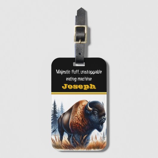 Étiquette À Bagage L'itinérance de buffles dans une forêt sereine (Devant Vertical)