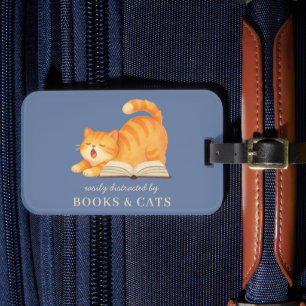 Étiquette À Bagage Livre girly Ginger Chaton drôle amateur de livres