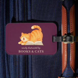 Étiquette À Bagage Livre girly Ginger Chaton drôle amateur de livres