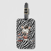 Étiquette À Bagage Livres De Lecture Zebra. (Devant Vertical)