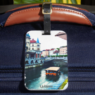 Étiquette À Bagage Ljubljana Slovénie Aquarelle Voyage Vintage