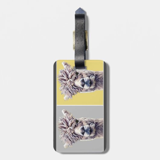 Étiquette À Bagage Llama Alpaca art mignon ajouter du texte (Dos Vertical)