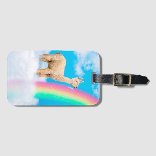 Étiquette À Bagage Llama Licking Rainbow (Devant Horizontal)