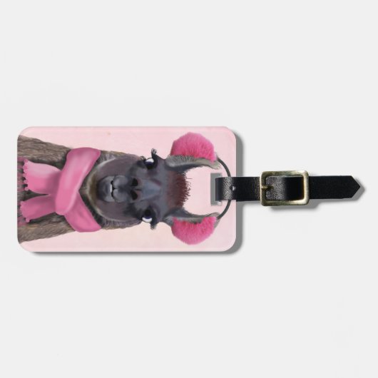 Étiquette À Bagage Llama rose (Devant horizontal)
