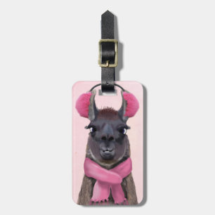 Étiquette À Bagage Llama rose