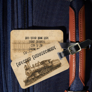 Étiquette À Bagage Locomotive Ancienne – Explorateur Extraordinaire