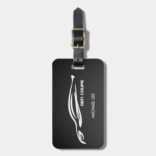 Étiquette À Bagage Logo blanc de silhouette de coupé de genèse (Devant Vertical)