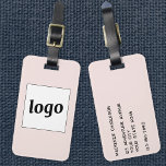 Étiquette À Bagage Logo Blush Pink Business<br><div class="desc">Un logo simple pour votre entreprise. Remplacez le logo et les détails par le vôtre et changez la couleur arrière - plan dans l'outil de conception pour customiser. Idéal pour comme élément promotionnel à donner aux clients, aux clients et aux employés, ainsi que pour les voyages d'affaires et les foires...</div>