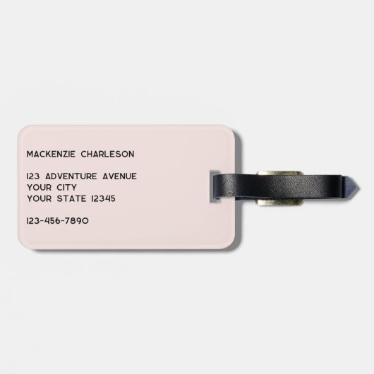 Étiquette À Bagage Logo Blush Pink Business (Dos horizontal)