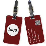 Étiquette À Bagage Logo Code QR Bourgogne Business Promotion<br><div class="desc">Un logo simple pour votre entreprise. Remplacez le logo, le code QR et les détails par le vôtre et changez la couleur arrière - plan dans l'outil de conception pour customiser. Idéal pour comme élément promotionnel à donner aux clients, aux clients et aux employés, ainsi que pour les voyages d'affaires...</div>