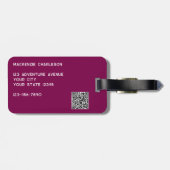 Étiquette À Bagage Logo Code QR Business Magenta Pink (Dos horizontal)