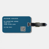 Étiquette À Bagage Logo Code QR Business Turquoise Green (Dos horizontal)