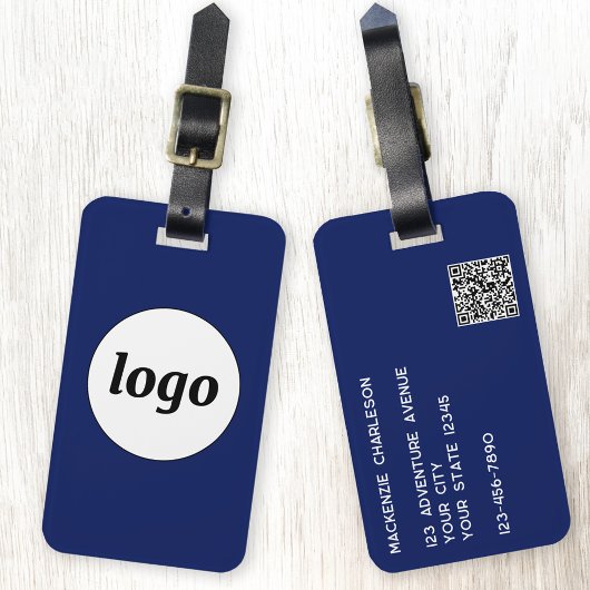 Étiquette À Bagage Logo Code QR Marine Blue Business Promotionnels