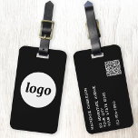 Étiquette À Bagage Logo Code QR minimaliste Black Business<br><div class="desc">Un logo simple pour votre entreprise. Remplacez le logo, le code QR et les détails par le vôtre et changez la couleur arrière - plan dans l'outil de conception pour customiser. Idéal pour comme élément promotionnel à donner aux clients, aux clients et aux employés, ainsi que pour les voyages d'affaires...</div>