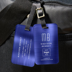 Étiquette À Bagage Logo d'affaires Marine Blue Professional Travel