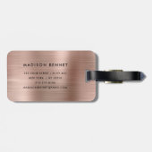 Étiquette À Bagage Logo d'affaires Rose Gold Professional Travel (Dos horizontal)