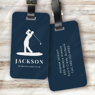 Étiquette À Bagage Logo de golf de Monogramme Personnalisé en bleu ma
