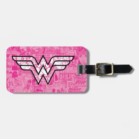 Étiquette À Bagage Logo de la bande dessinée Wonder Woman Pink (Devant horizontal)