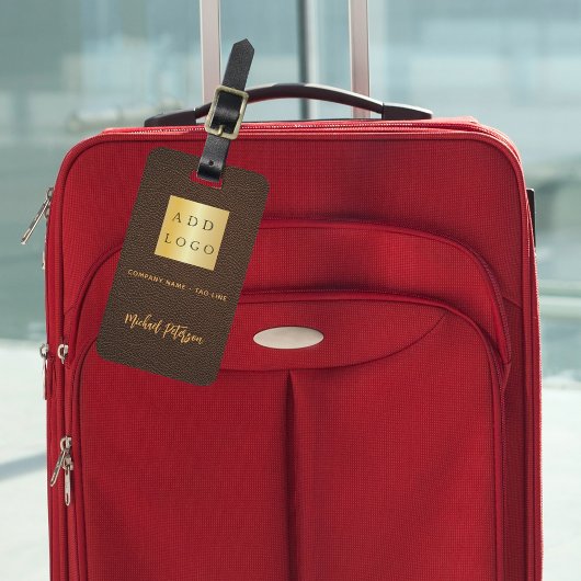 Étiquette À Bagage logo de l'entreprise Brown en cuir or