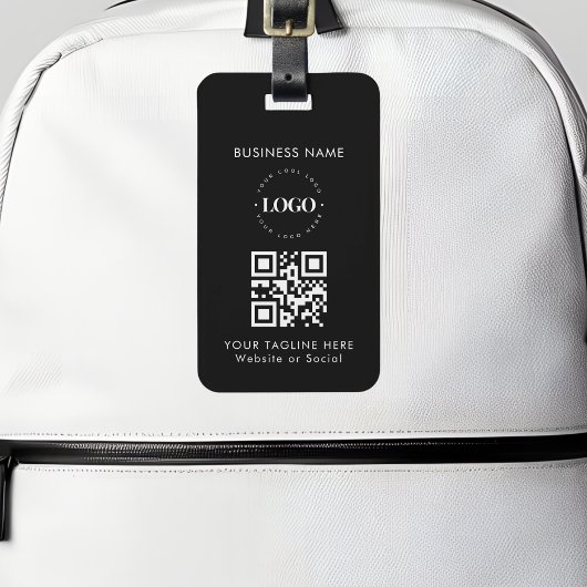 Étiquette À Bagage Logo de l'entreprise personnalisée QR Code et text