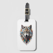 Étiquette À Bagage Logo de loup à esprit tribal (Devant Vertical)