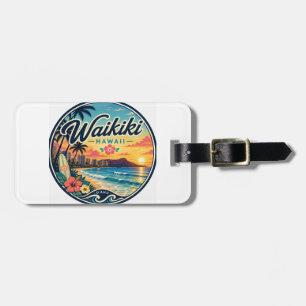 Étiquette À Bagage Logo de voyage rétro Waikīkī Hawaii
