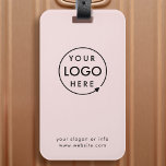 Étiquette À Bagage Logo d'entreprise | Blush Pink Promotional Travel<br><div class="desc">Un simple bagage d'affaires rose vif personnalisé modèle dans un style moderne minimaliste qui peut être facilement mis à jour avec le logo de votre entreprise,  le slogan et les détails de votre entreprise. #luggagetag #logo #business #travel</div>