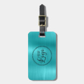 Étiquette À Bagage Logo d'entreprise Faux Turquoise Blue Ombre Foil (Devant Vertical)