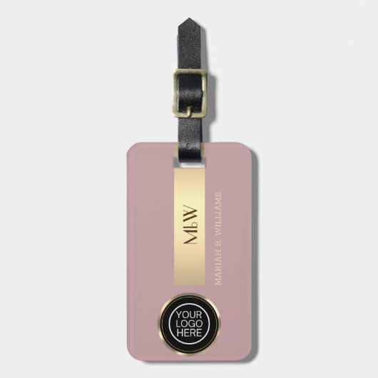 Étiquette À Bagage Logo d'entreprise - Gold Metal Nom monogrammé (Devant Vertical)