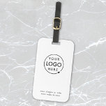 Étiquette À Bagage Logo d'entreprise | Minimaliste blanc pur simple<br><div class="desc">Un simple bagage d'affaires blanc personnalisé modèle dans un style moderne minimaliste qui peut être facilement mis à jour avec le logo de votre entreprise,  slogan et détails d'affaires. #luggagetag #logo #business #travel</div>
