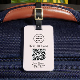 Étiquette À Bagage Logo d'entreprise QR Code rose