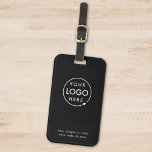 Étiquette À Bagage Logo d'entreprise | Voyage professionnel moderne n<br><div class="desc">Un simple bagage d'affaires noir personnalisé modèle dans un style moderne minimaliste qui peut être facilement mis à jour avec le logo de votre entreprise,  slogan et détails d'affaires. #luggagetag #logo #business #travel</div>