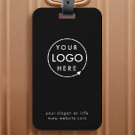 Étiquette À Bagage Logo d'entreprise | Voyage professionnel moderne n<br><div class="desc">Un simple bagage d'affaires noir personnalisé modèle dans un style moderne minimaliste qui peut être facilement mis à jour avec le logo de votre entreprise,  slogan et détails d'affaires. #luggagetag #logo #business #travel</div>