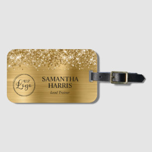 Étiquette À Bagage Logo en feuille d'or scintillant