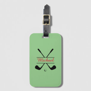 Étiquette À Bagage Logo et nom stylish noir et rouge Joueur de golf