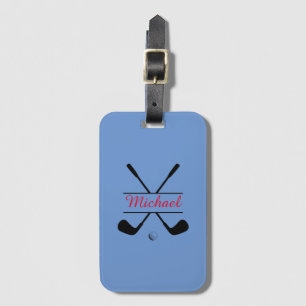 Étiquette À Bagage Logo et nom stylish noir et rouge Joueur de golf