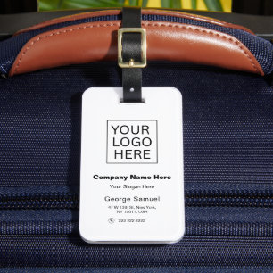Étiquette À Bagage Logo et texte personnalisés minimalistes simples