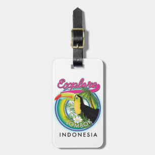 Étiquette À Bagage Logo Explore Lombok Indonésie Travel