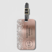 Étiquette À Bagage Logo Gold Foil Rose Silver Parties scintillant (Devant Vertical)